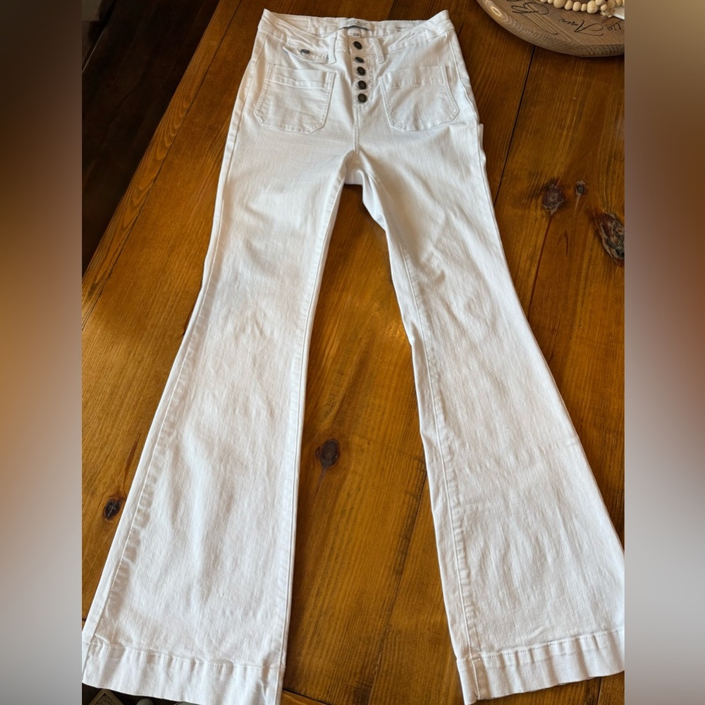 Judy Blue Crisp White Denim Flare Jeans